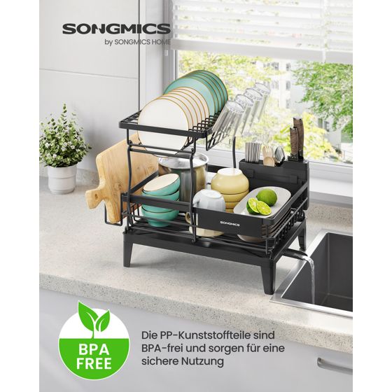 Songmics diskställ, 31 × 42 × 36.5 cm, snurrbar, svart, KCS551BH01
