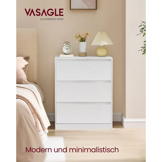 Vasagle byrå, 3 lådor, 40 × 60 × 75 cm, vit, LTS613WE01