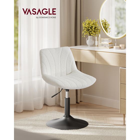 Vasagle sminkpall, höjdjusterbar, snurrbar, gräddvit, LJB160WD01