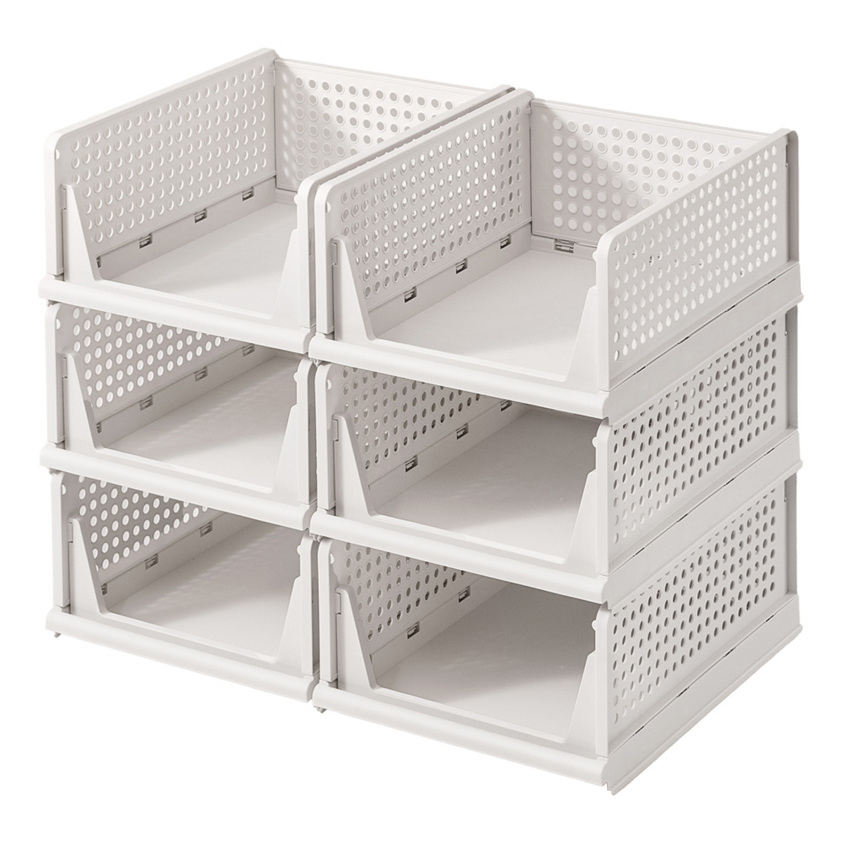 SONGMICS garderob, 6-pack, hopfällbar, stapelbar, vit, LPC600WZ01