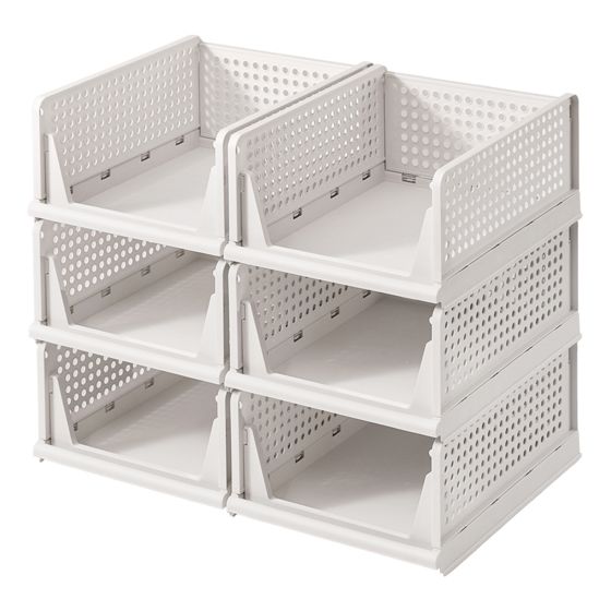 Songmics garderob, 6-pack, hopfällbar, stapelbar, vit, LPC600WZ01