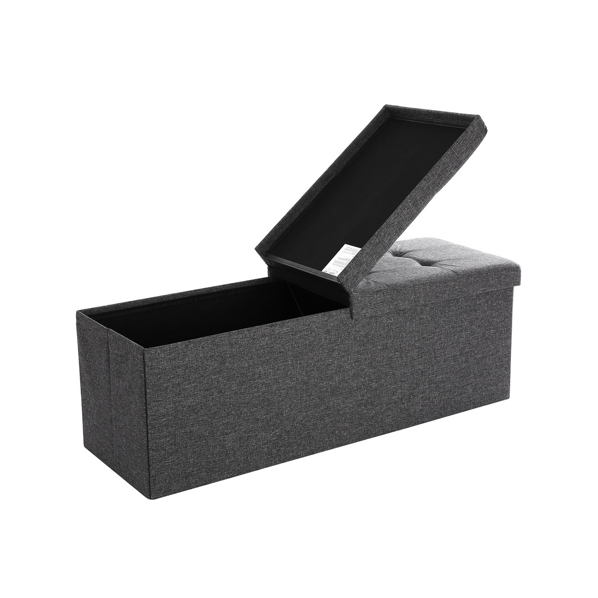 SONGMICS bänk, 120 L, 38 × 110 × 38 cm, hopfällbar, med lock, mörkgrå, LSF76GYZ