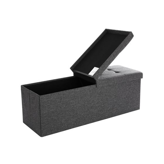 Songmics bänk, 120 L, 38 × 110 × 38 cm, hopfällbar, med lock, mörkgrå, LSF76GYZ