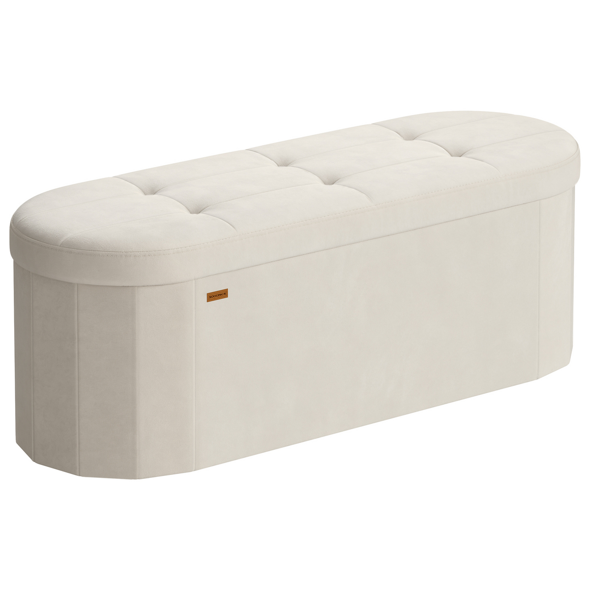 SONGMICS förvaringskista, 110 L, 38 × 110 × 38 cm, hopfällbar, gräddvit, LSF297LH01