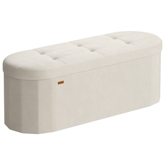 Songmics förvaringskista, 110 L, 38 × 110 × 38 cm, hopfällbar, gräddvit, LSF297LH01