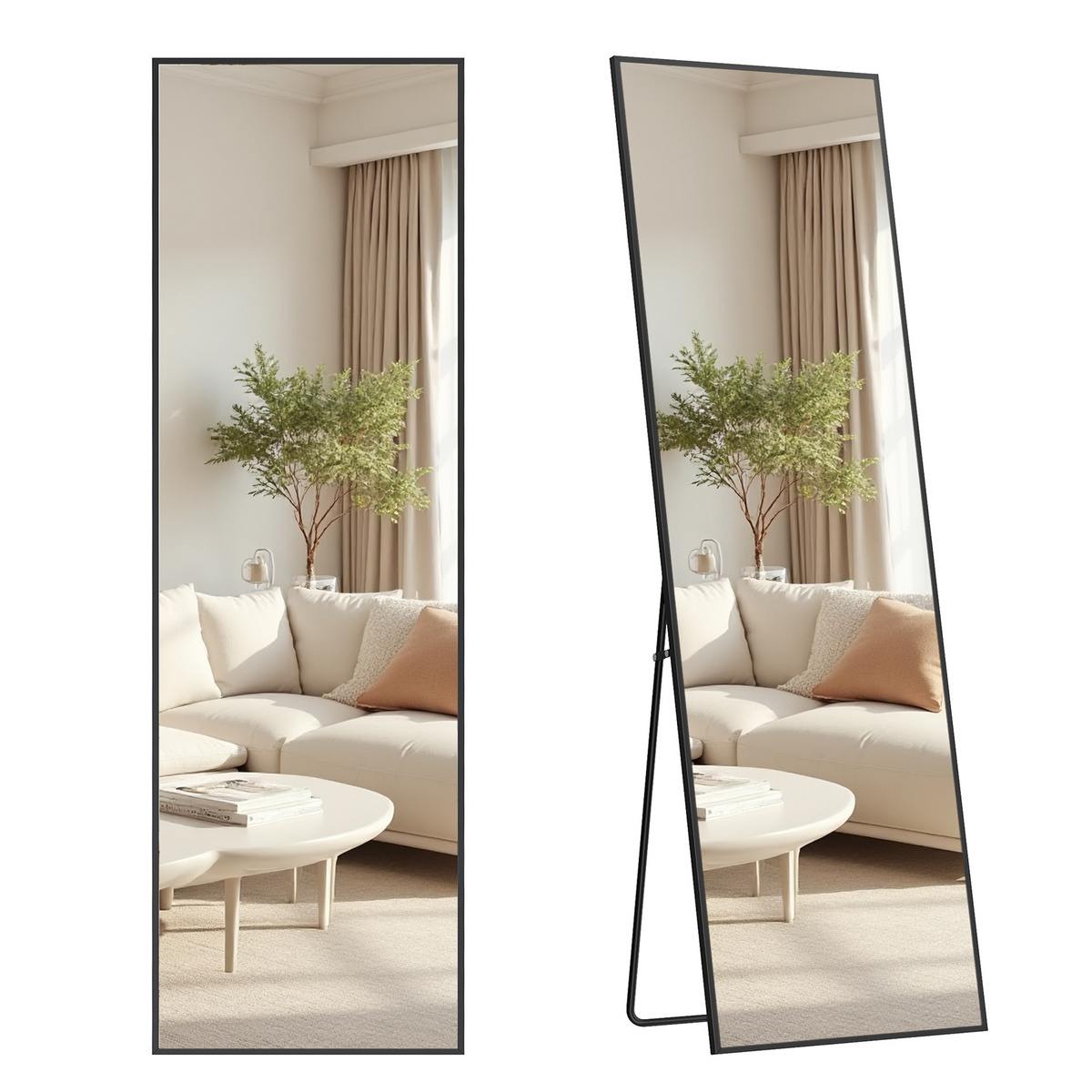 Songmics helkroppsspegel, 160 × 50 cm, svart, LFM050BD01
