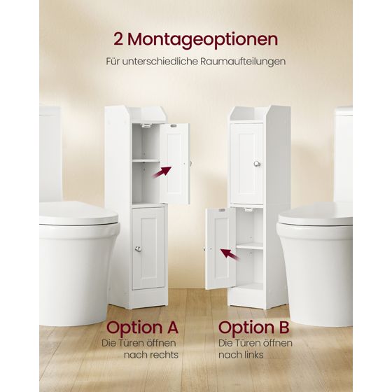 Vasagle badrumsskåp, justerbar hylla, fristående, molnvit, BBK312WB02