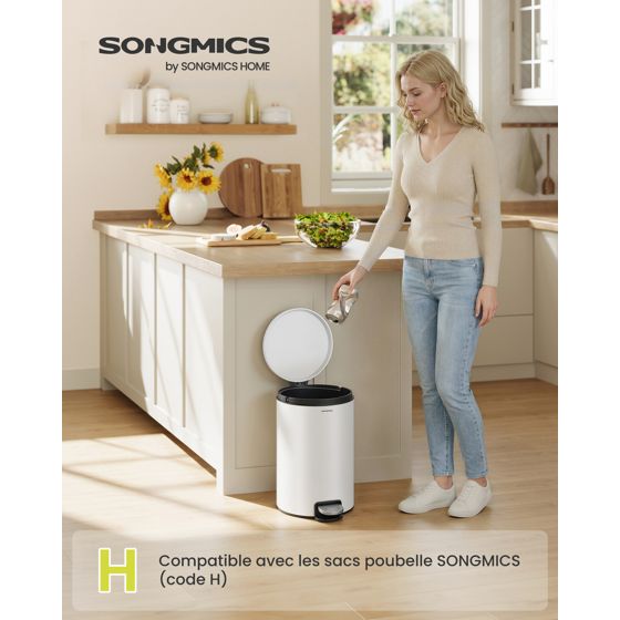Songmics soptunna, 20 L, molnvit, LTB021WZ01