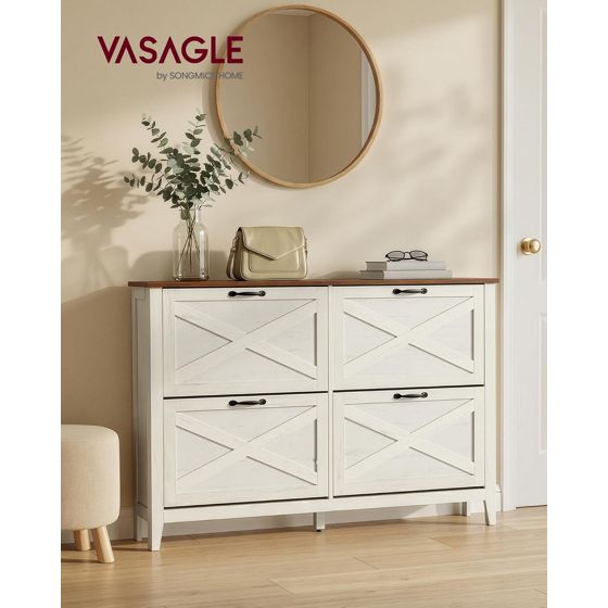 Vasagle skoskåp, fristående, vit, HSC401W101