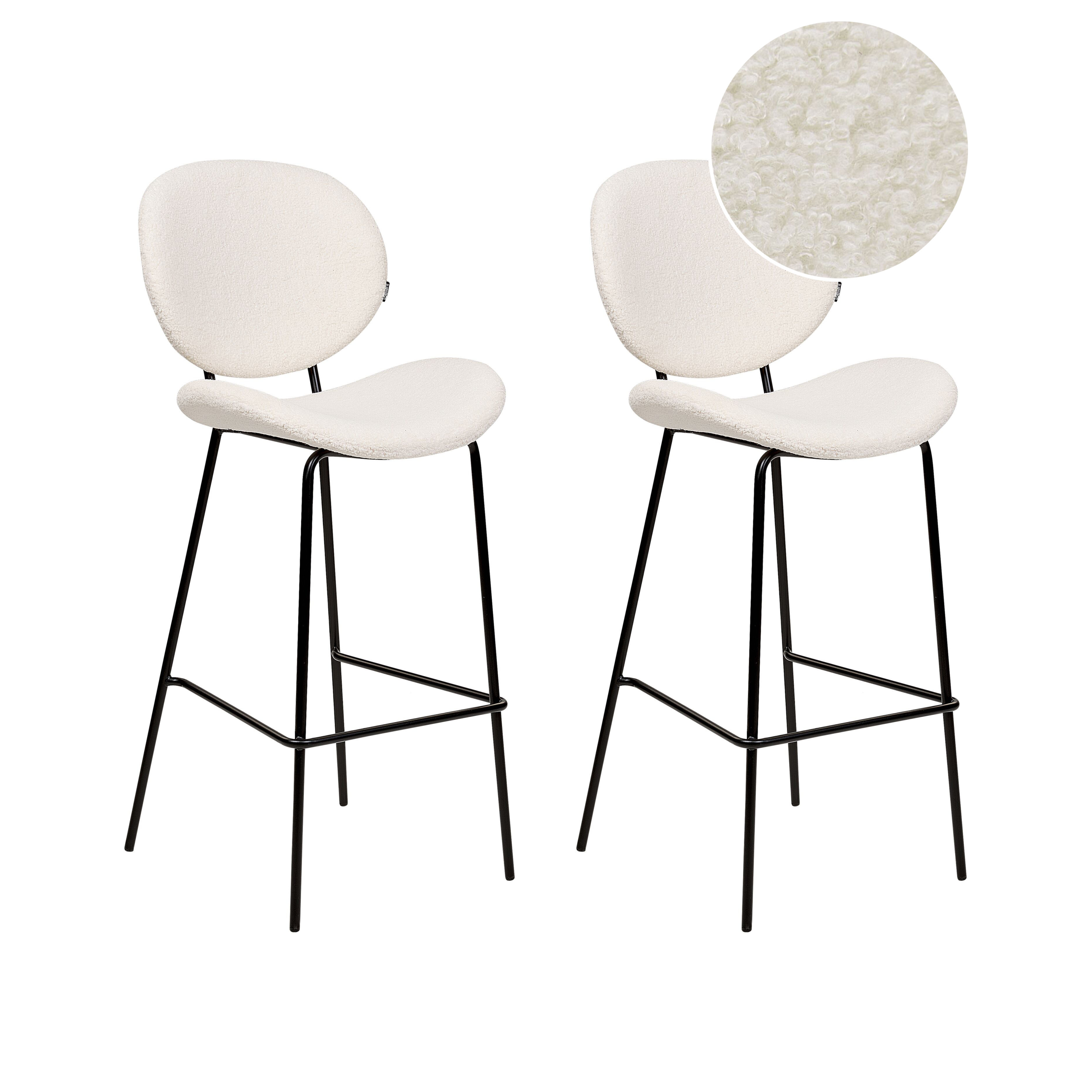 Set med 2 barstolar LUANA Bouclé Vit