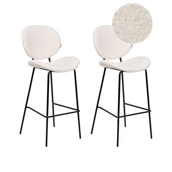 Set med 2 barstolar LUANA Bouclé Vit
