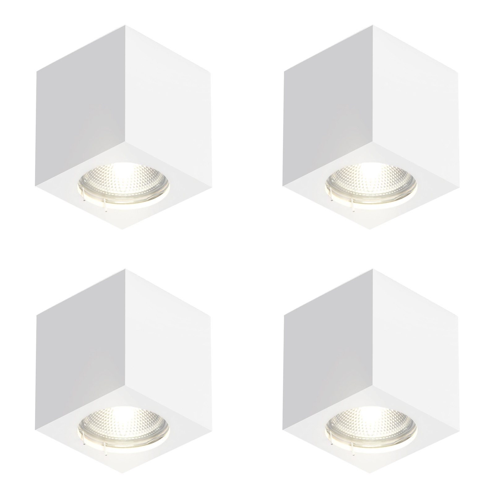 NETTLIFE vit utanpåliggande spotlight GU10, fyrkantig utanpåliggande spotlight 40W gips, liten modern taklampa