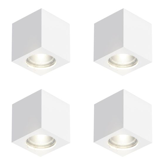 NETTLIFE vit utanpåliggande spotlight GU10, fyrkantig utanpåliggande spotlight 40W gips, liten modern taklampa