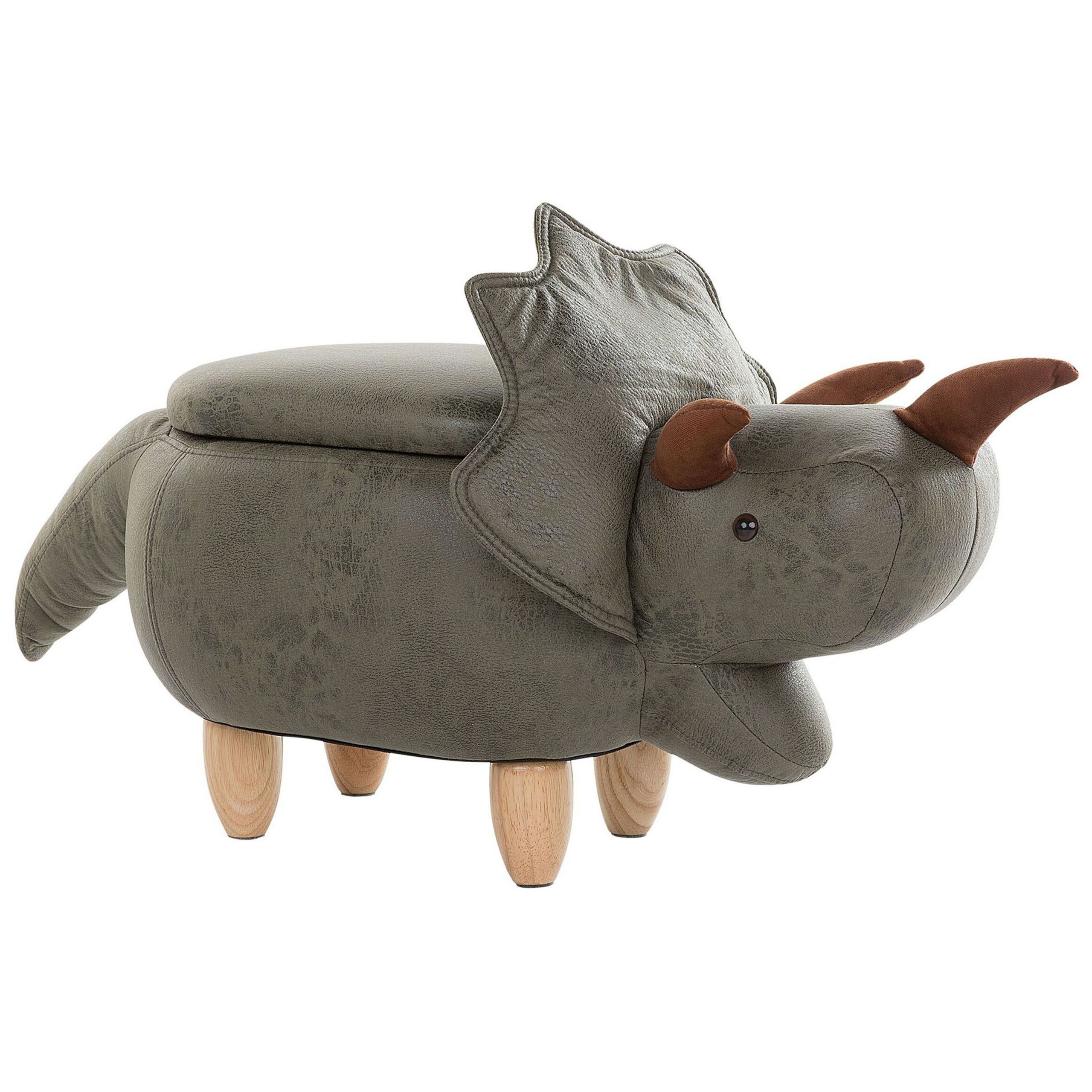 Djurpuff med förvaring TRICERATOPS Dinosaurie Mörkgrön
