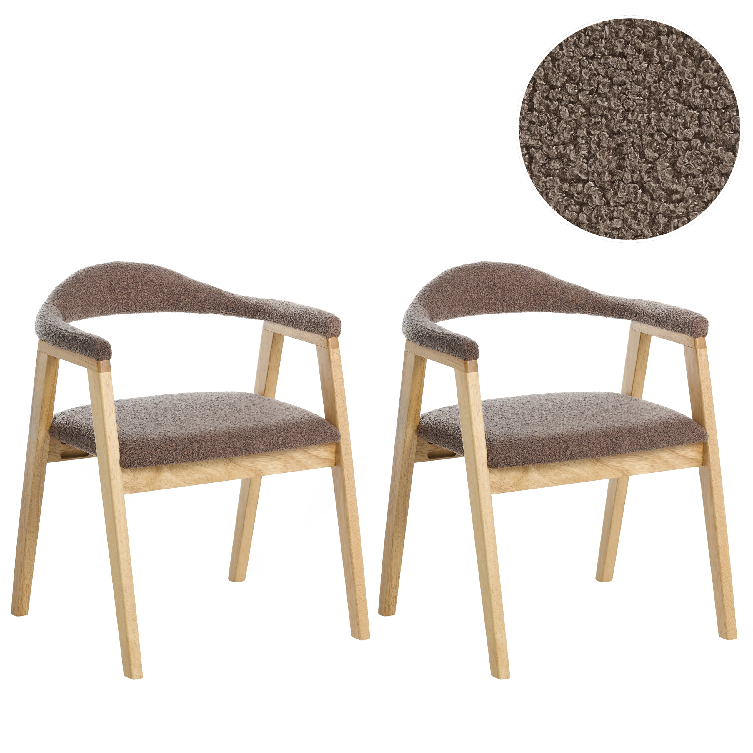Set med 2 matstolar ONECO Trä Ljusbrun/ Taupe