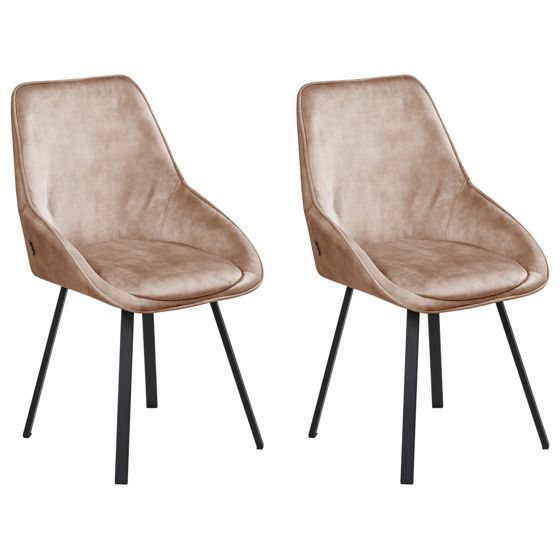 Set med 2 matstolar Vridbar TERLTON Sammet Beige
