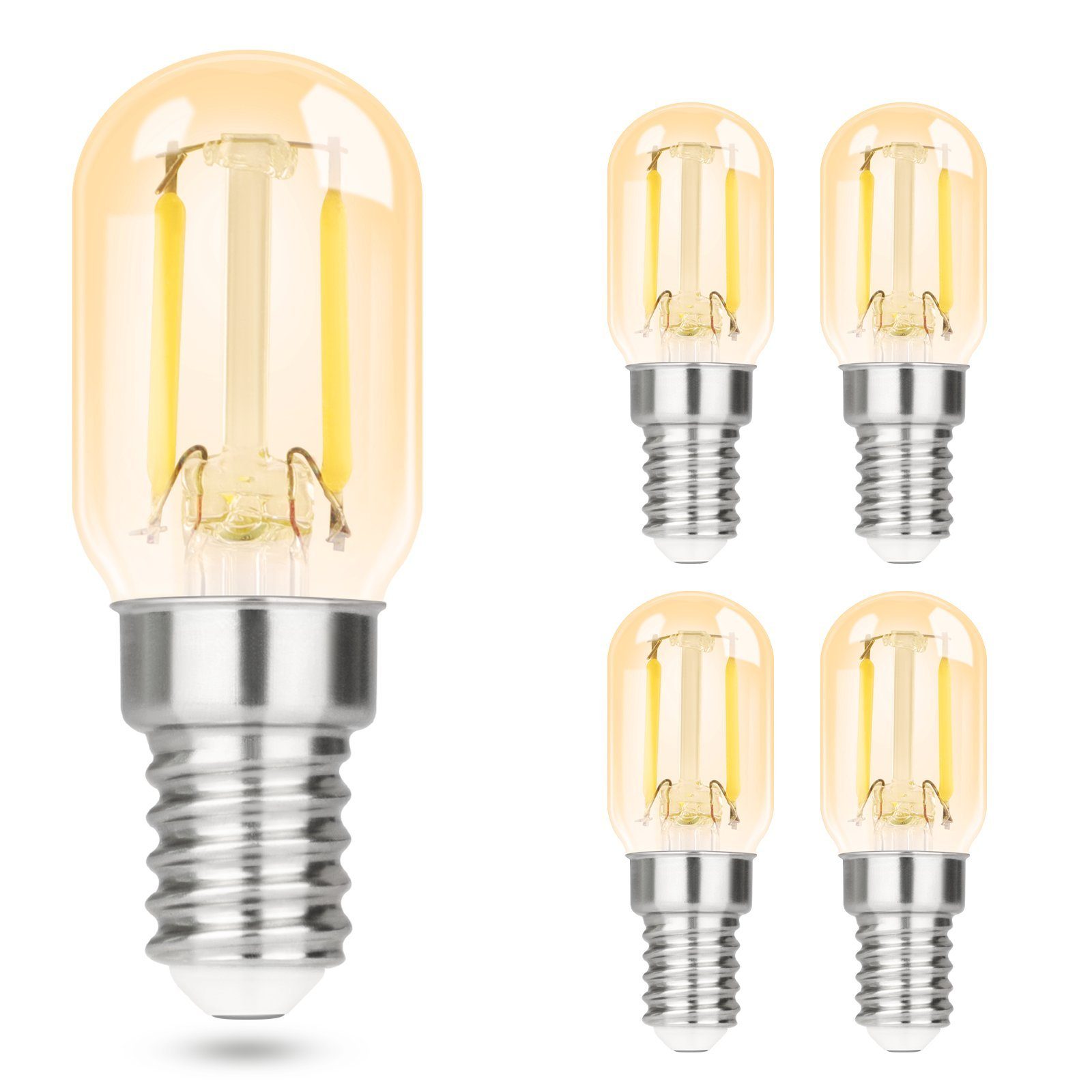 NETTLIFE 4 st E14 LED-lampor, kallvita, vintage-lampor, T22 2W, retro Edison, 6000K, lågenergilampa, kylskåpssockel