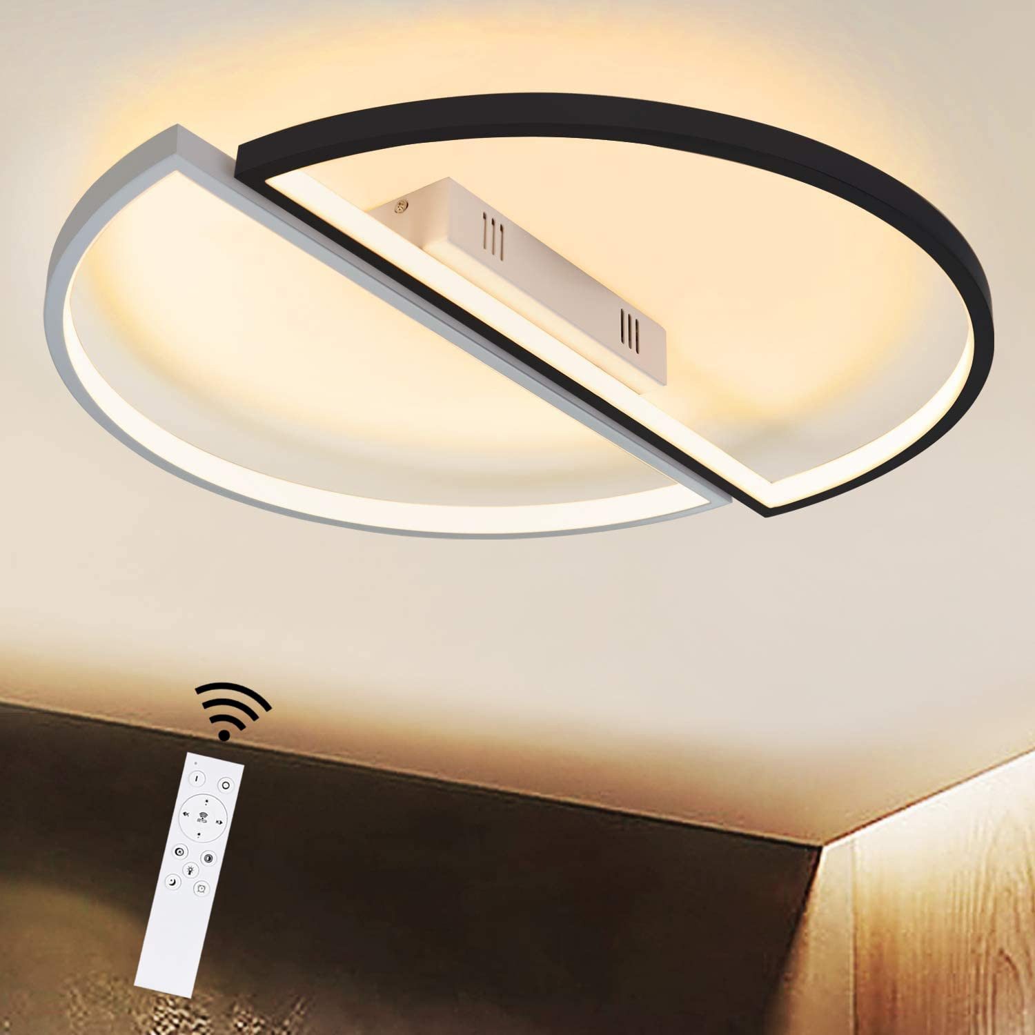 NETTLIFE dimbar LED-taklampa med fjärrkontroll, modern järnkrona