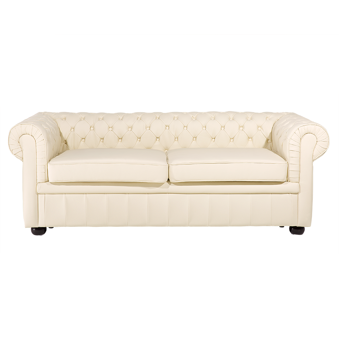 Soffa 3-sits CHESTERFIELD Läder Ljusbeige