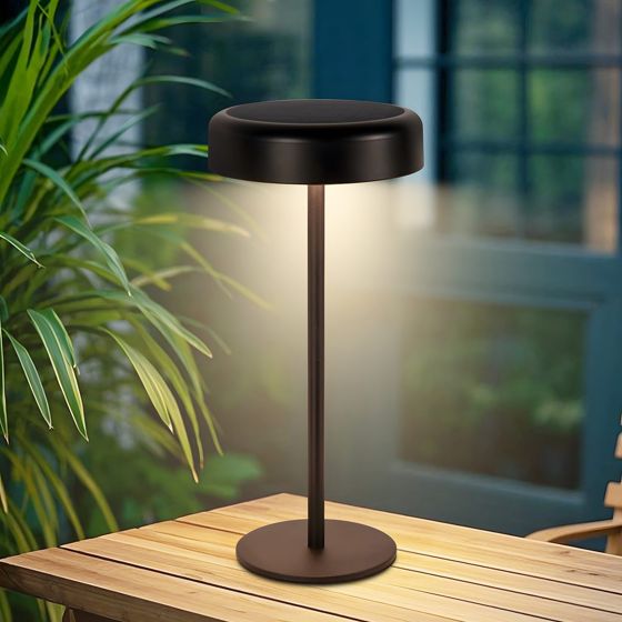 NETTLIFE soldriven LED-bordslampa trådlös uppladdningsbar pekskärm dimbar svart 3600mhA med USB-batteri