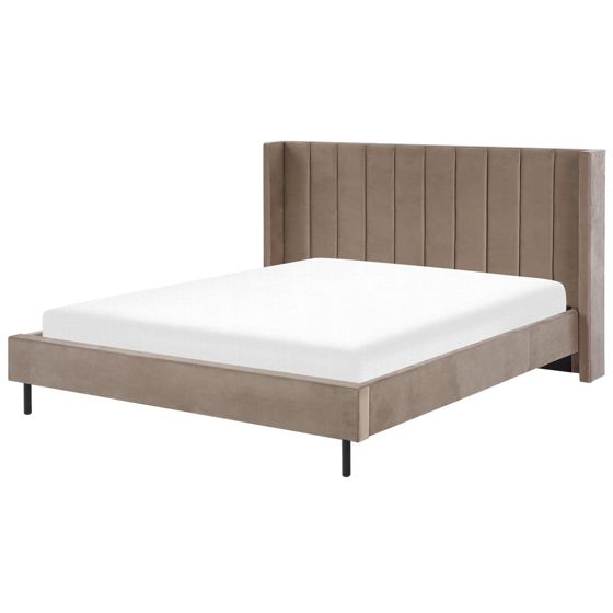 Säng med lamellram Sammet VILLETTE 180 x 200 cm Taupe