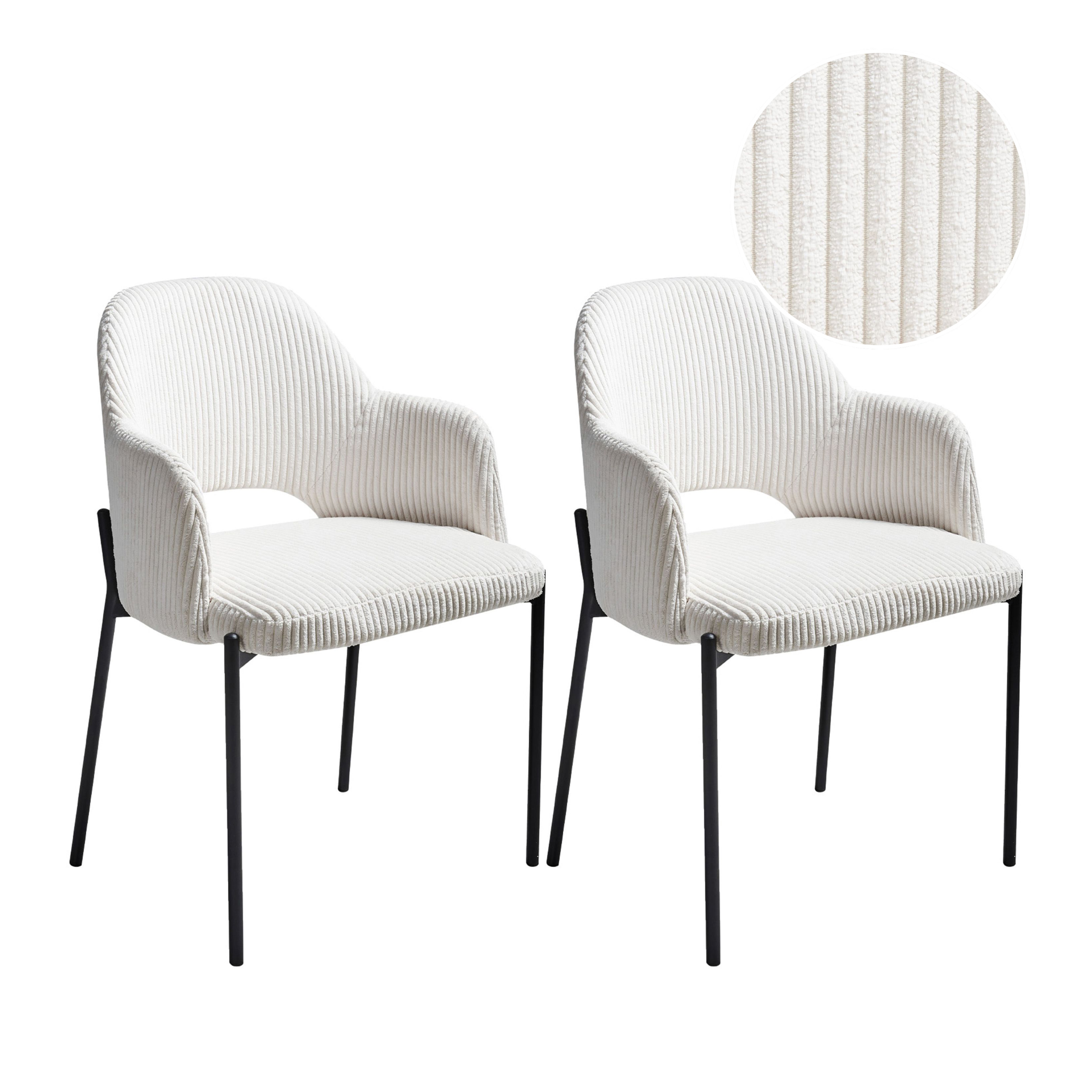Set med 2 matstolar RATON Manchester Off-White