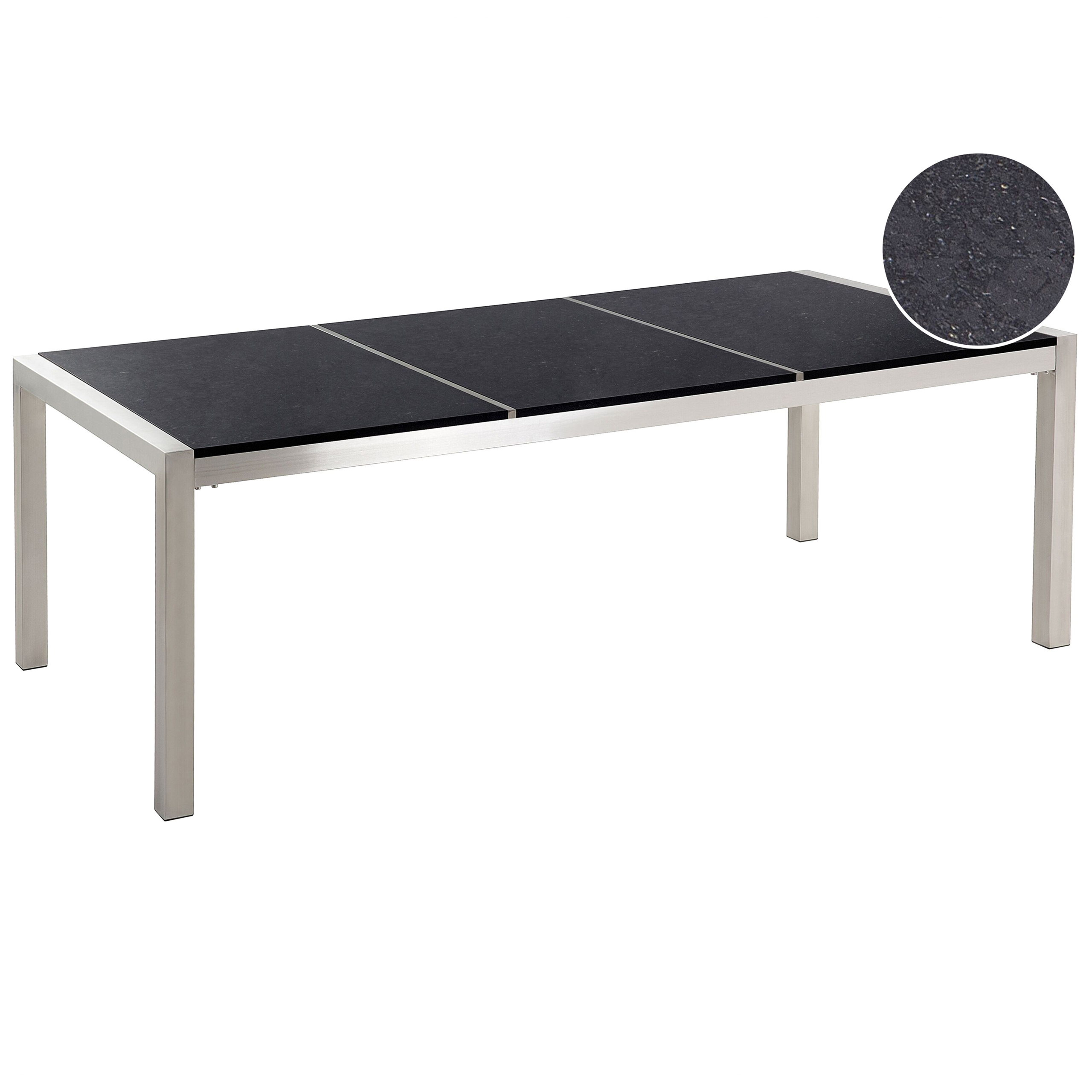Trädgårdsmatbord GROSSETO 220 cm 100 cm Granit Polerad Svart