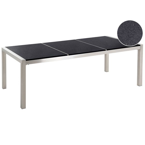 Trädgårdsmatbord GROSSETO 220 cm 100 cm Granit Polerad Svart