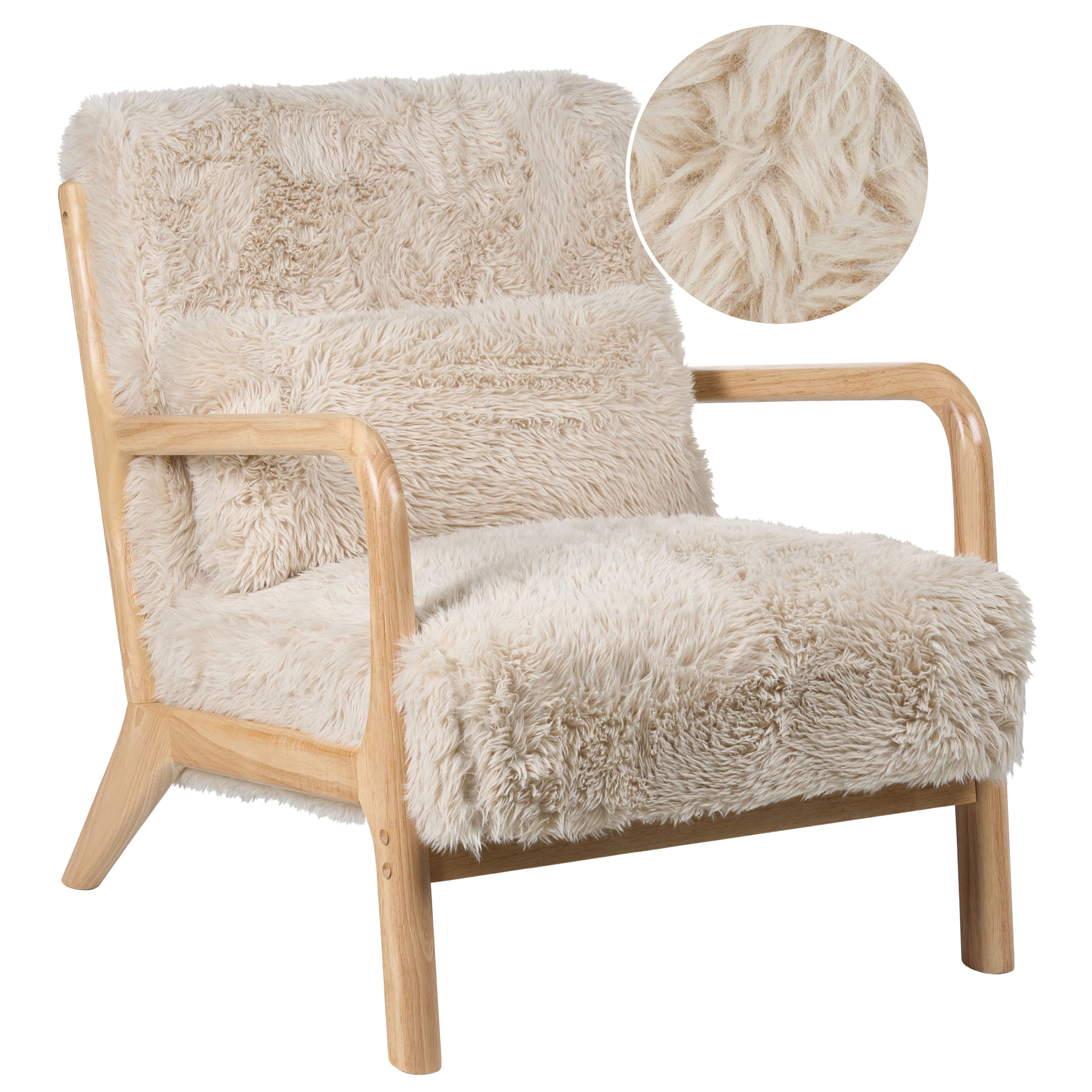 Fåtölj SKOVDE Fuskpäls Ljusbeige