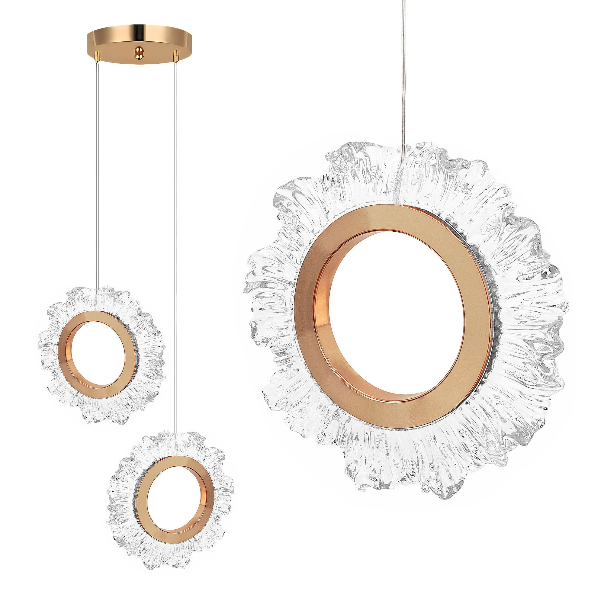 TOOLIGHT hängande taklampa LHJ103-2CP LED Guld/Roséguld 163x4x20cm