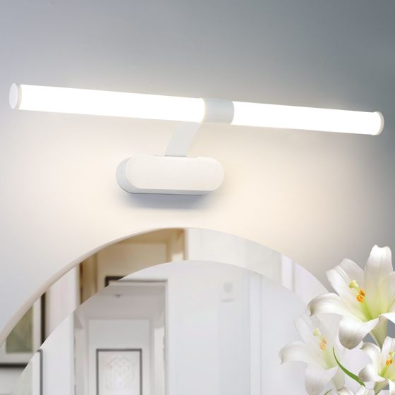NETTLIFE LED - badrumsvägglampa, LED - spegellampa 4000K neutralvit, IP44 8W, 60CM - vit modern vattentät vägglampa