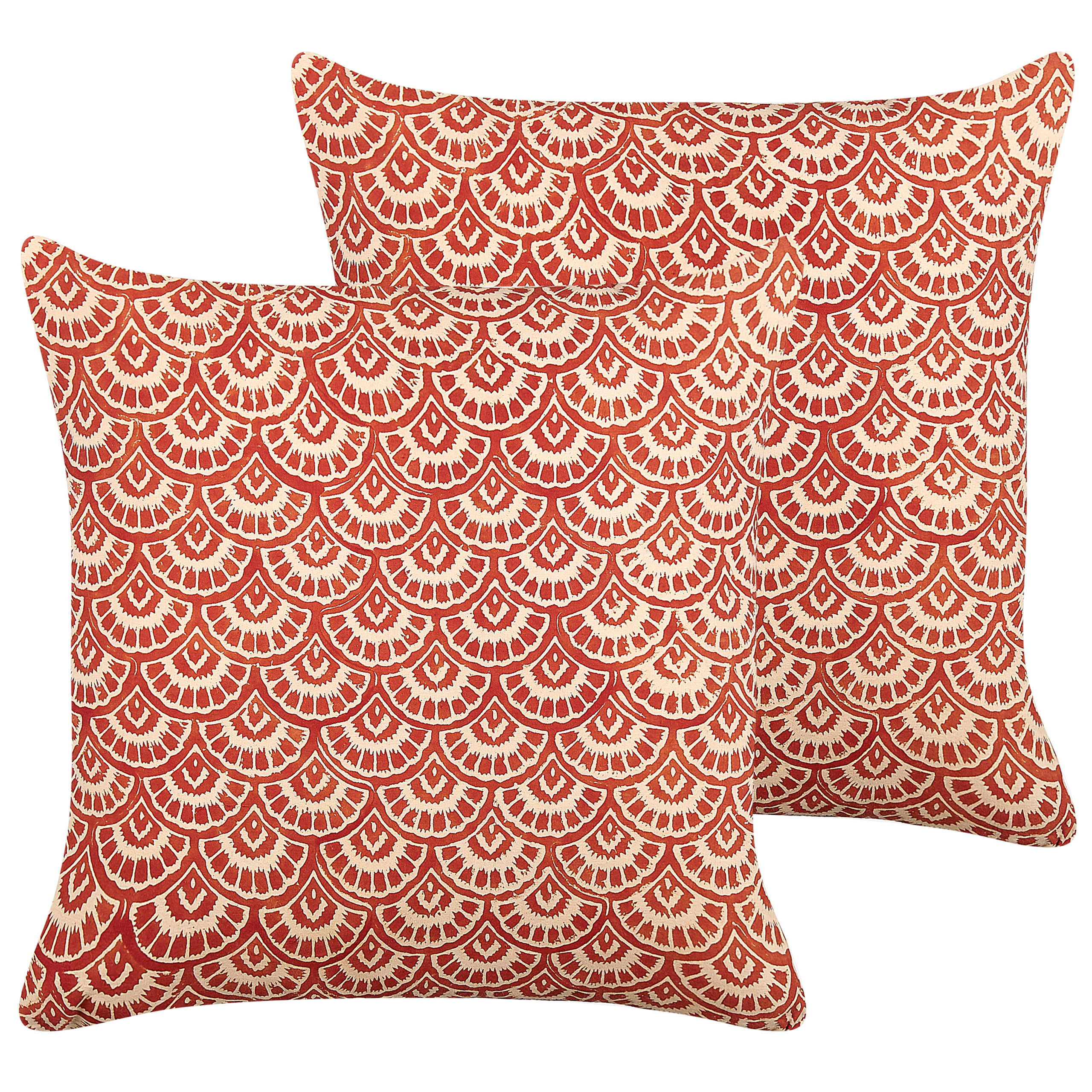 Set med 2 prydnadskuddar RHUS 45 x 45 cm Bomull Röd Geometriskt tryck
