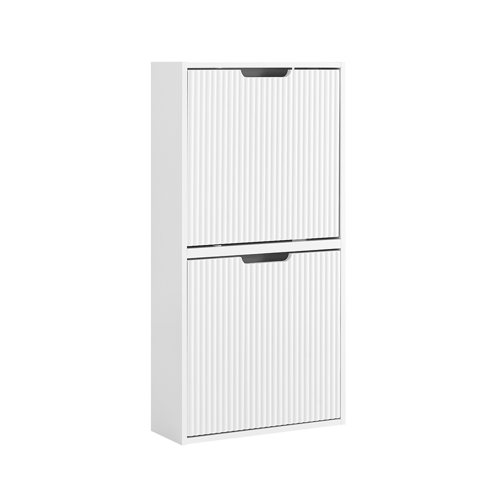SoBuy Smalt skoskåp, Smal skohylla, Sluten skohylla, 19 cm djup för smala hallar, 2-vägs montering och tippskydd, Nordisk design med förvaringsutrymme, Vit, B50xH100xD19cm, FSR204-W