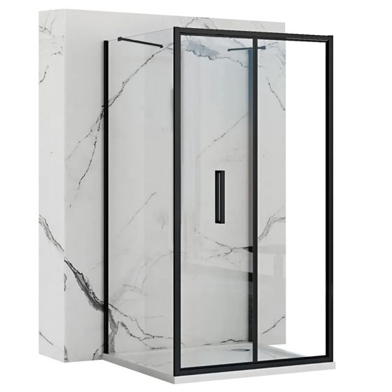 REA Duschkabin För Väggplacering RAPID FOLD 100x80 Svart, 100x80x195cm