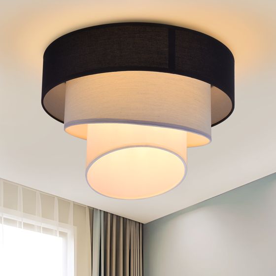 NETTLIFETaklampa, vardagsrum Taklampa Tygskärm, Ø40cm, varmvit, E27, modern, svart