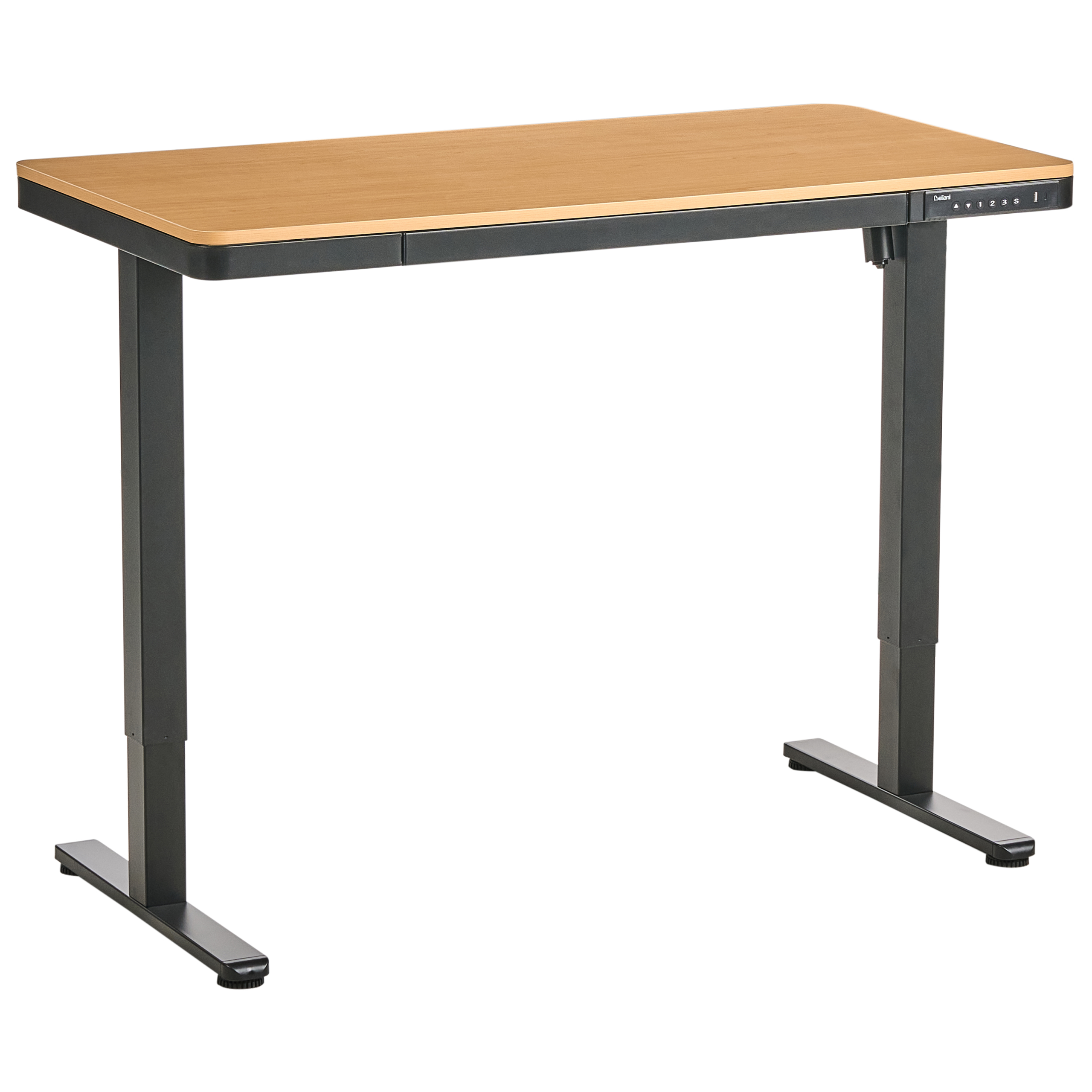 Elektriskt höj- och sänkbart skrivbord PENLY 120 cm 60 cm med USB-port Svart/ Ljusbrun