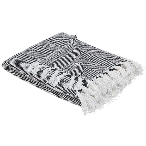 Pläd TANGIER Bomull 130 x 160 cm Svart