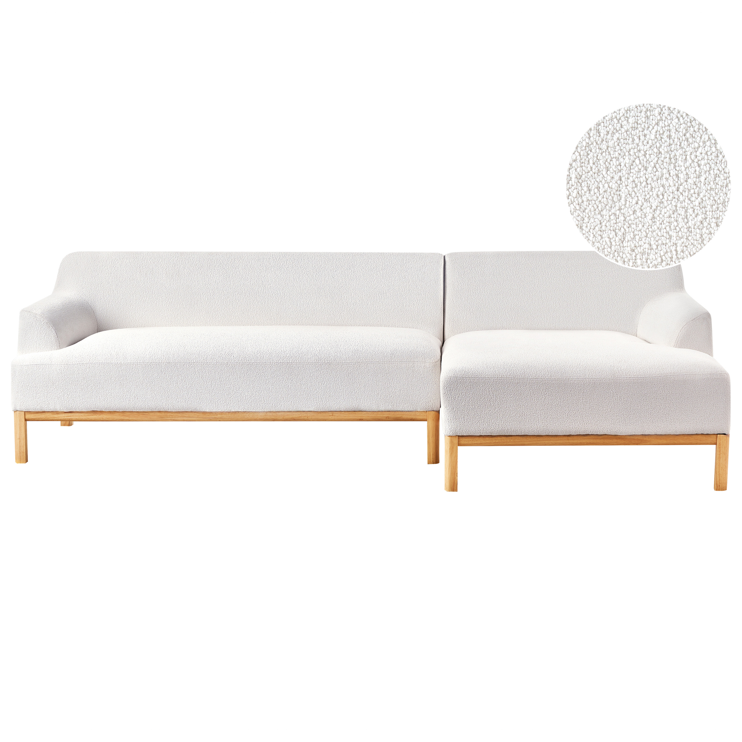 Hörnsoffa 3-sits SOSJO Bouclé Off-White Vänstervänd