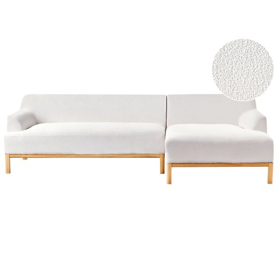 Hörnsoffa 3-sits SOSJO Bouclé Off-White Vänstervänd