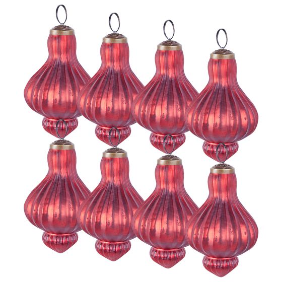Set med 8 julgranskulor BRILLANT Glas Röd