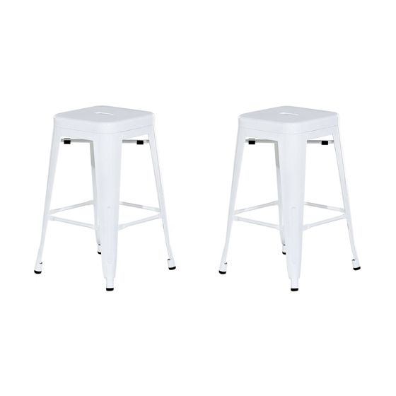 Set med 2 barstolar CABRILLO Metall Vit