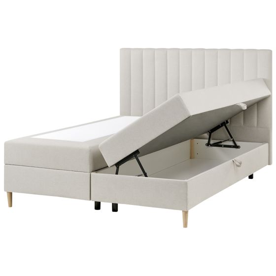 Kontinentalsäng med förvaring OFFICER Off-White 160 x 200 cm