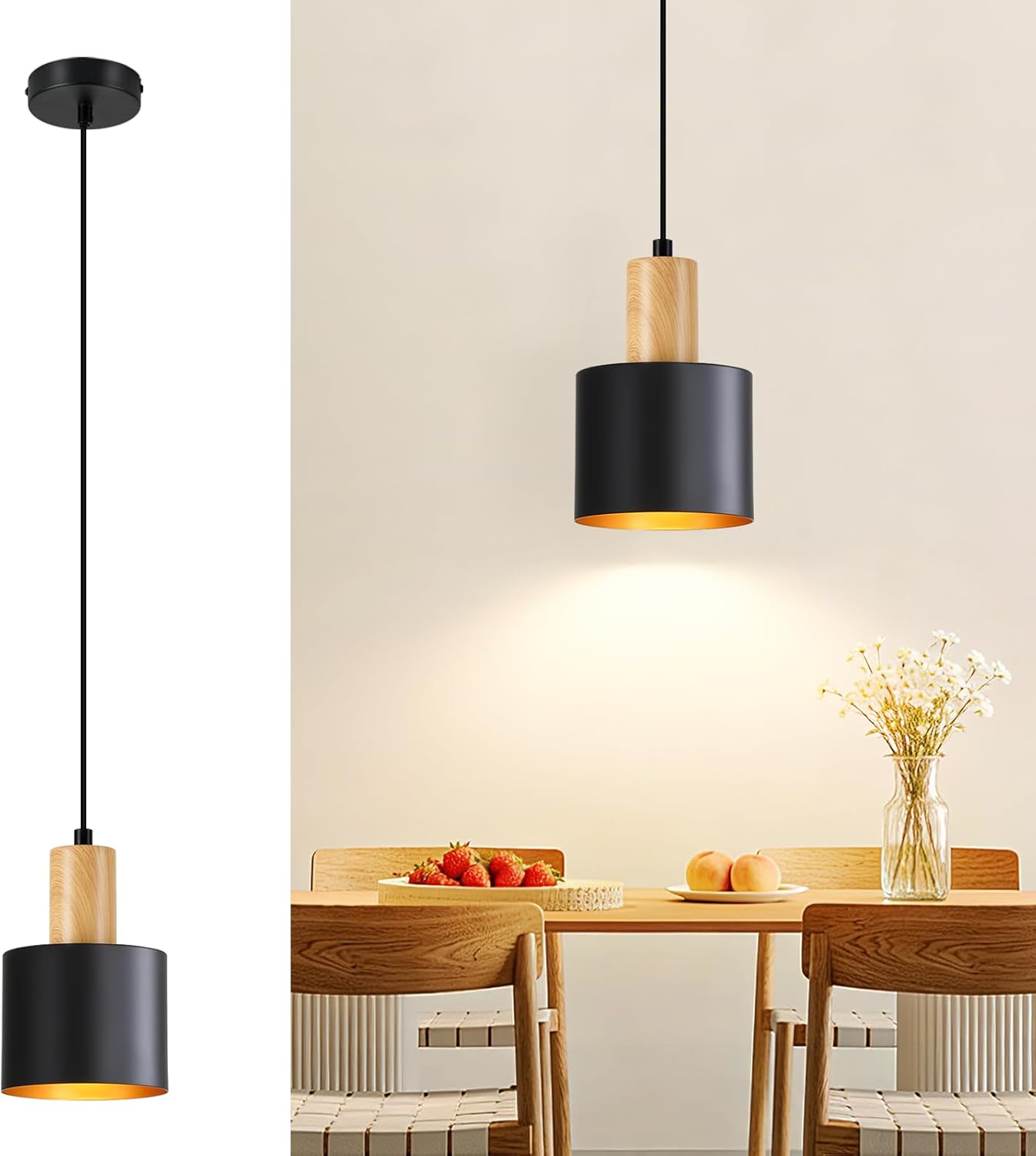 NETTLIFE Vintage hängande svart E27, justerbar taklampa för matsalen