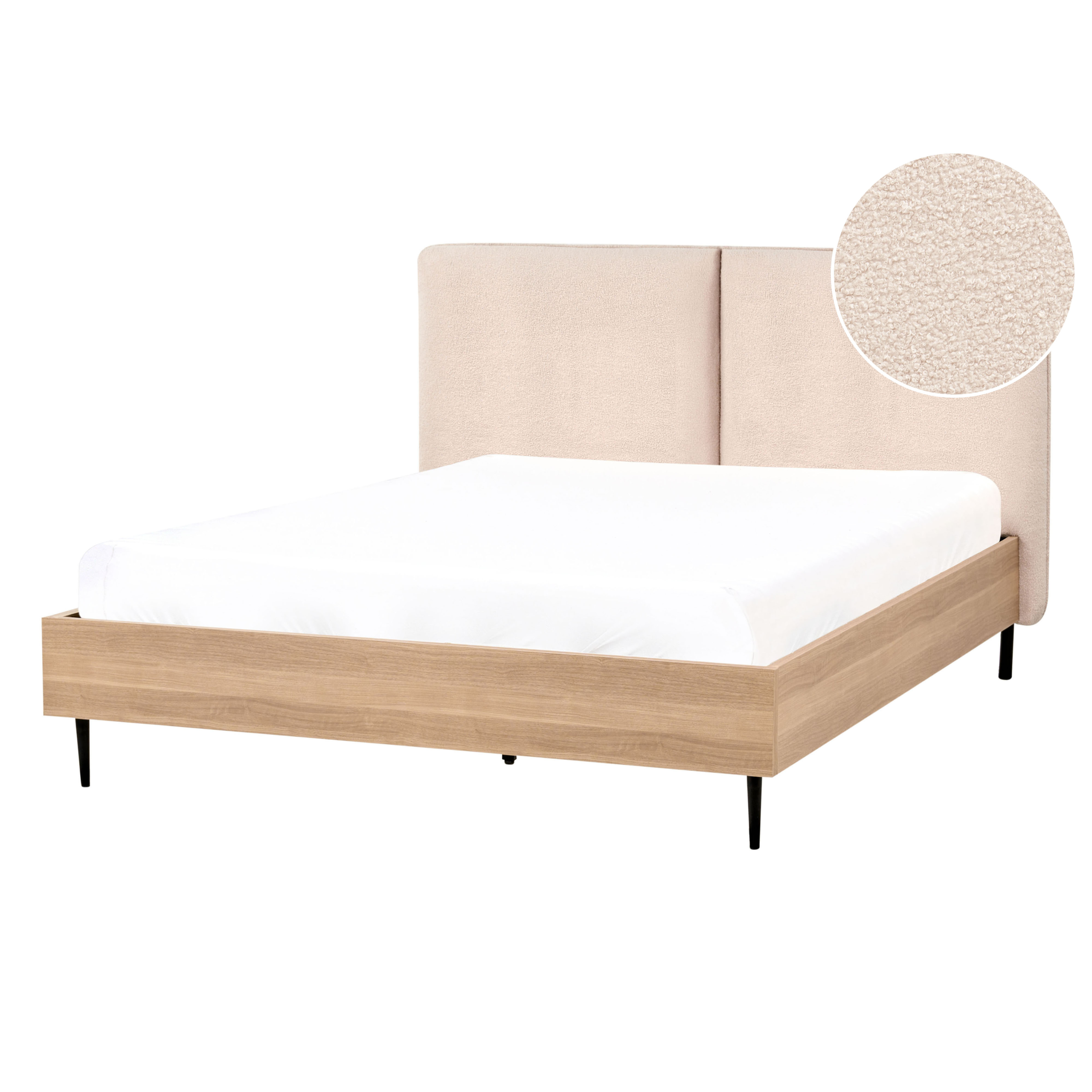 Säng med lamellram Bouclé LIMANTON 140 x 200 cm Beige
