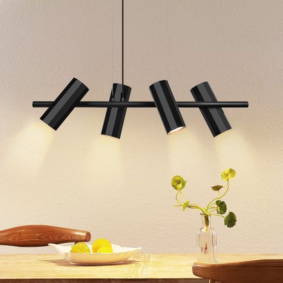 NETTLIFE Svart metallpendellampa, diameter 66 cm, GU10, 4 lågor, modern industriell stil, vardagsrum, interiör, kök, sovrum