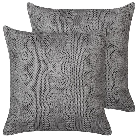 Set med 2 prydnadskuddar CONSTYLIS 45 x 45 cm Bomull Mörkgrå Monokromt