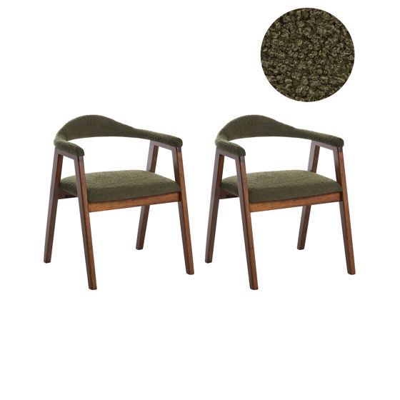 Set med 2 matstolar ONECO Trä Brun/ Grön