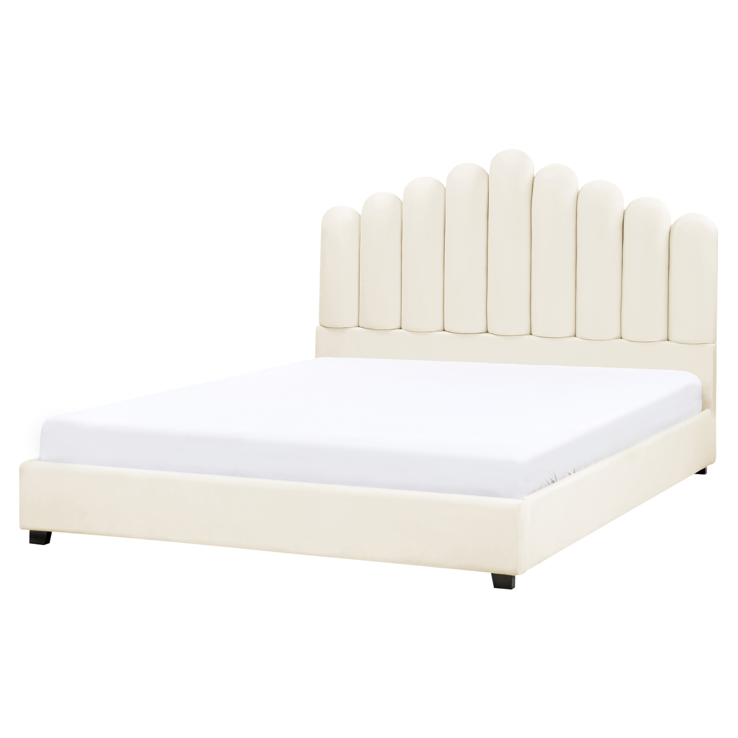 Säng med lamellram Sammet VINCENNES 140 x 200 cm Off-White