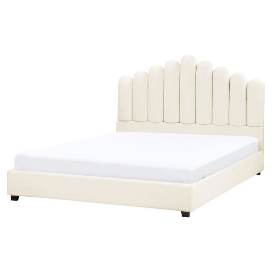 Säng med lamellram Sammet VINCENNES 140 x 200 cm Off-White