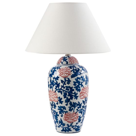 Bordslampa VERUSA Porslin Vit/ Blå